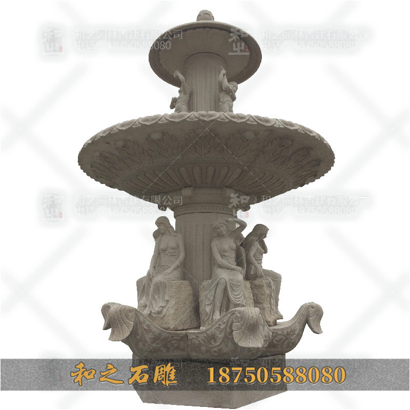雙層疊水缽石雕