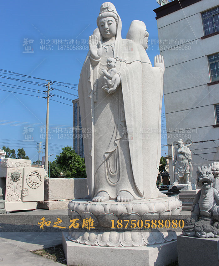 福建三面觀音石雕像